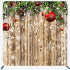 Lofaris Snowy Wood Grain Christmas Vibe Pillow Case Backdrop