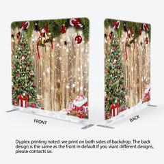 Lofaris Snowy Wooden Christmas Double-Sided Square Backdrop