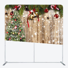 Lofaris Snowy Wooden Christmas Double-Sided Square Backdrop