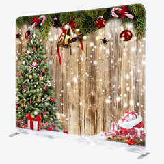 Lofaris Snowy Wooden Christmas Double-Sided Square Backdrop