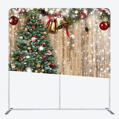 Lofaris Snowy Wooden Christmas vibe tension fabric Backdrop