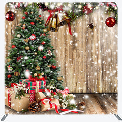 Lofaris Snowy Wooden Christmas vibe tension fabric Backdrop