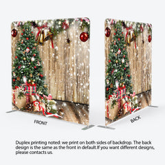 Lofaris Snowy Wooden Christmas vibe tension fabric Backdrop