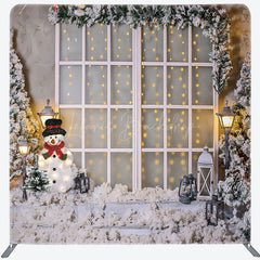 Lofaris Snowy World Christmas Trees Tension Fabric Backdrop