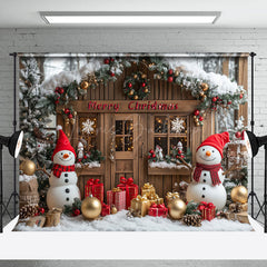 Lofaris Snowy Wreath Cabin Snowman Baubla Christmas Backdrop