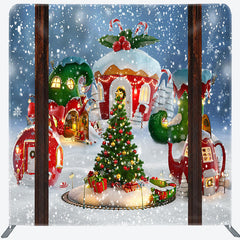 Lofaris Snowy Xmas House Tree Holiday Pillow Cover Backdrop