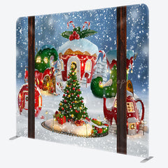 Lofaris Snowy Xmas House Tree Holiday Pillow Cover Backdrop