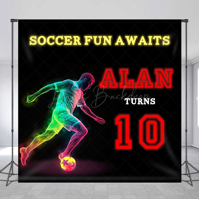 Lofaris Soccer Fun Awaits Football Custom 10th Backdrop