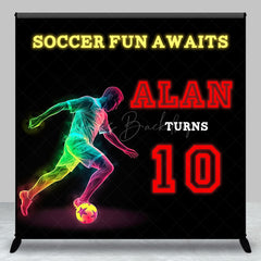 Lofaris Soccer Fun Awaits Football Custom 10th Backdrop