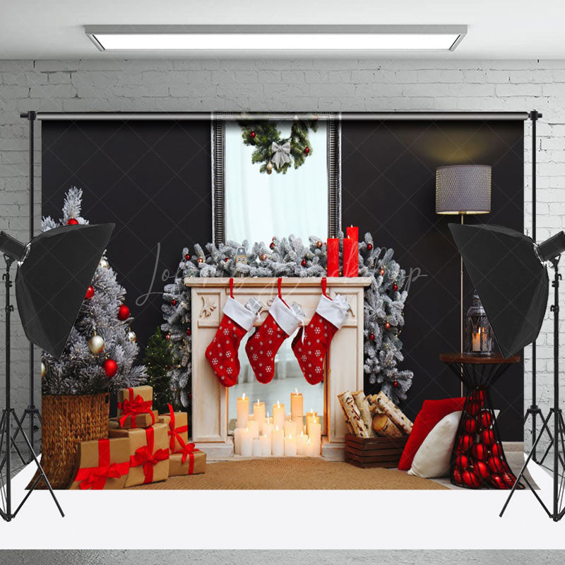 Lofaris Socks Black Wall Candle Christmas Photo Backdrop