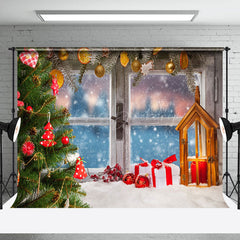 Lofaris Soft Carpet Blurry Window Scene Christmas Backdrop