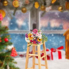 Lofaris Soft Carpet Blurry Window Scene Christmas Backdrop