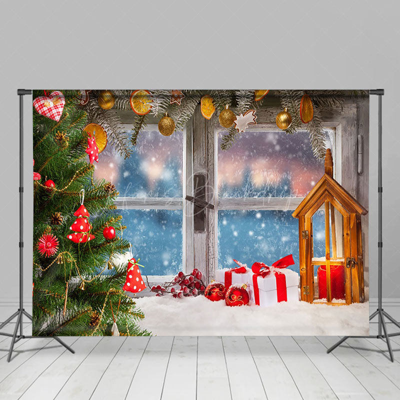 Lofaris Soft Carpet Blurry Window Scene Christmas Backdrop