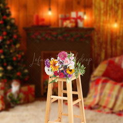 Lofaris Soft Sofa Indoor Fireplace Trees Christmas Backdrop