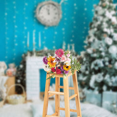 Lofaris Soft White Blue Room Clock Christmas Vibe Backdrop