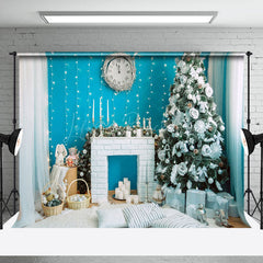 Lofaris Soft White Blue Room Clock Christmas Vibe Backdrop