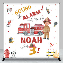 Lofaris Sound Alarm Firefighting Custom 3rd Birthday Backdrop