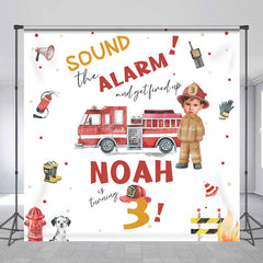 Lofaris Sound Alarm Firefighting Custom 3rd Birthday Backdrop