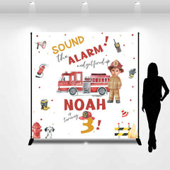 Lofaris Sound Alarm Firefighting Custom 3rd Birthday Backdrop