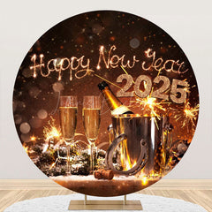 Lofaris Sparkle Cheers 2025 Round Happy New Year Backdrop