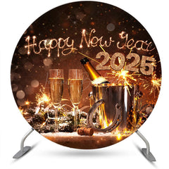 Lofaris Sparkle Cheers 2025 Round Happy New Year Backdrop