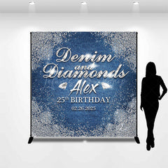 Lofaris Sparkle Diamonds Denim Custom Name Birthday Backdrop