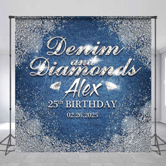 Lofaris Sparkle Diamonds Denim Custom Name Birthday Backdrop