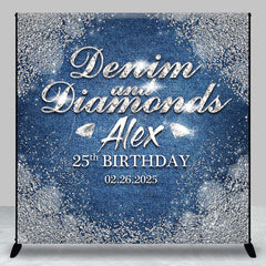 Lofaris Sparkle Diamonds Denim Custom Name Birthday Backdrop