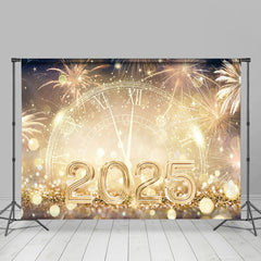 Lofaris Sparkle Gold Clock 2025 Celebration New Year Backdrop