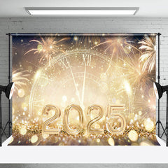 Lofaris Sparkle Gold Clock 2025 Celebration New Year Backdrop