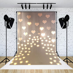 Lofaris Sparkle Gold Hearts Romantic Bokeh Photo Backdrop