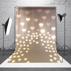 Lofaris Sparkle Gold Hearts Romantic Bokeh Photo Backdrop