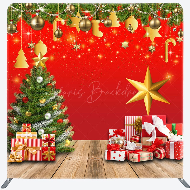 Lofaris Sparkle Green Xmas Tree Gift Pillow Case Backdrop