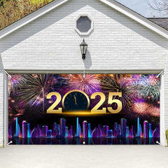 Lofaris Sparkle Neon Cyber City New Year Garage Door Banner