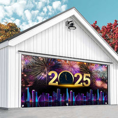 Lofaris Sparkle Neon Cyber City New Year Garage Door Banner