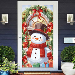 Lofaris Sparkle Painted Snowman Gifts Christmas Door Cover