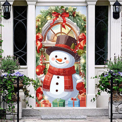 Lofaris Sparkle Painted Snowman Gifts Christmas Door Cover