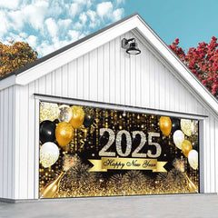 Lofaris Sparkling Bokeh Champagne 2025 Garage Door Banner