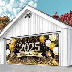 Lofaris Sparkling Bokeh Champagne 2025 Garage Door Banner