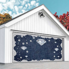 Lofaris Sparkling Diamonds Navy Denim Garage Door Banner