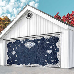 Lofaris Sparkling Diamonds Navy Denim Garage Door Banner