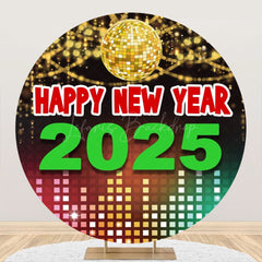 Lofaris Sparkling Disco Ball 2025 New Year Round Backdrop