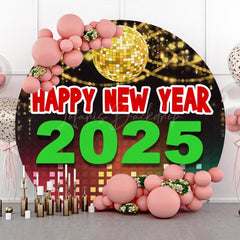 Lofaris Sparkling Disco Ball 2025 New Year Round Backdrop