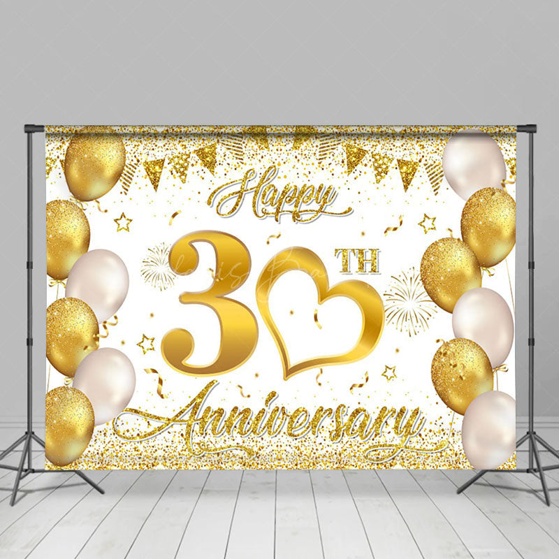 Lofaris Sparkling Gold Ribbons 30Th Anniversary Backdrop