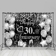 Lofaris Sparkling Silver Balloon 30Th Anniversary Backdrop