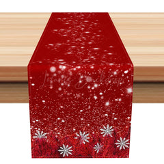 Lofaris Sparkling Snowflakes Red Merry Christmas Table Runner