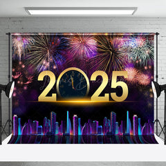 Lofaris Sparks Bloom City Scene 2025 Clock New Year Backdrop