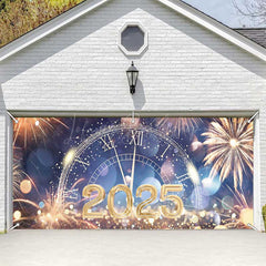 Lofaris Sparks Bokeh 2025 Clock Garage Door Banner