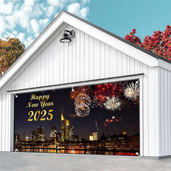 Lofaris Sparks Night Sky Modern Led City Garage Door Banner