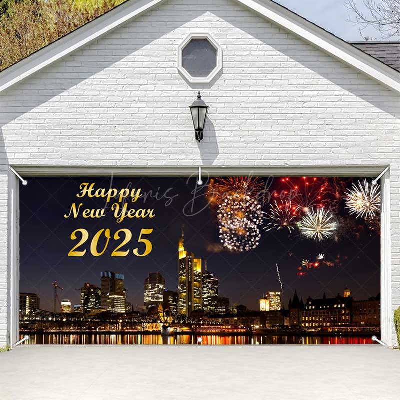 Lofaris Sparks Night Sky Modern Led City Garage Door Banner